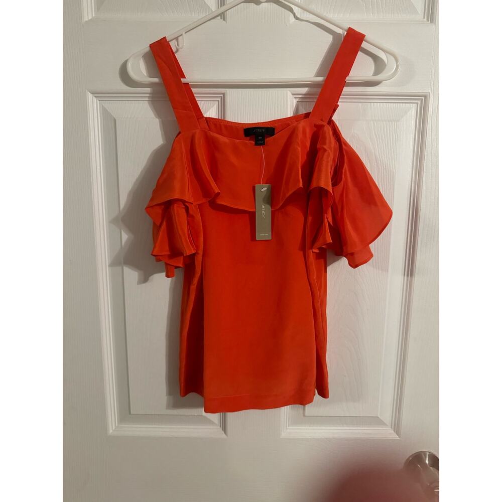 JCrew Flame silk Blouse orange/red